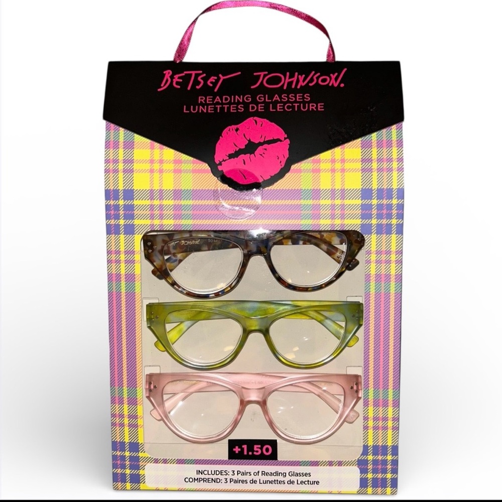 Betsey Johnson Tortoiseshell, Green, and Pink Matte Reading Glasses Trio +1.50